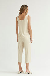 RECYCLED RIBBED KNIT CULOTTE TROUSERS